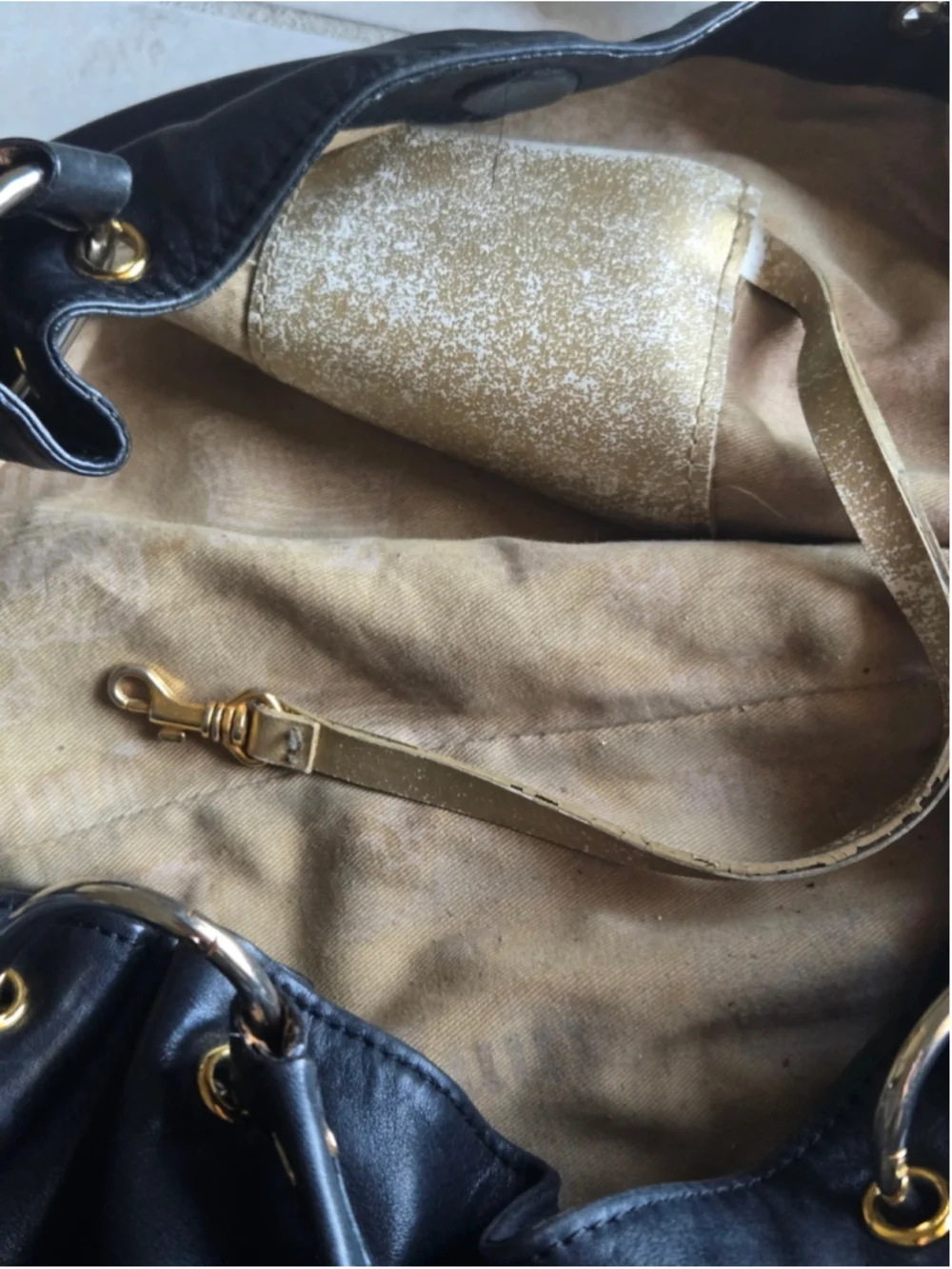 Juicy Couture Y2K Black Genuine Leather Pleated Hobo Handbag